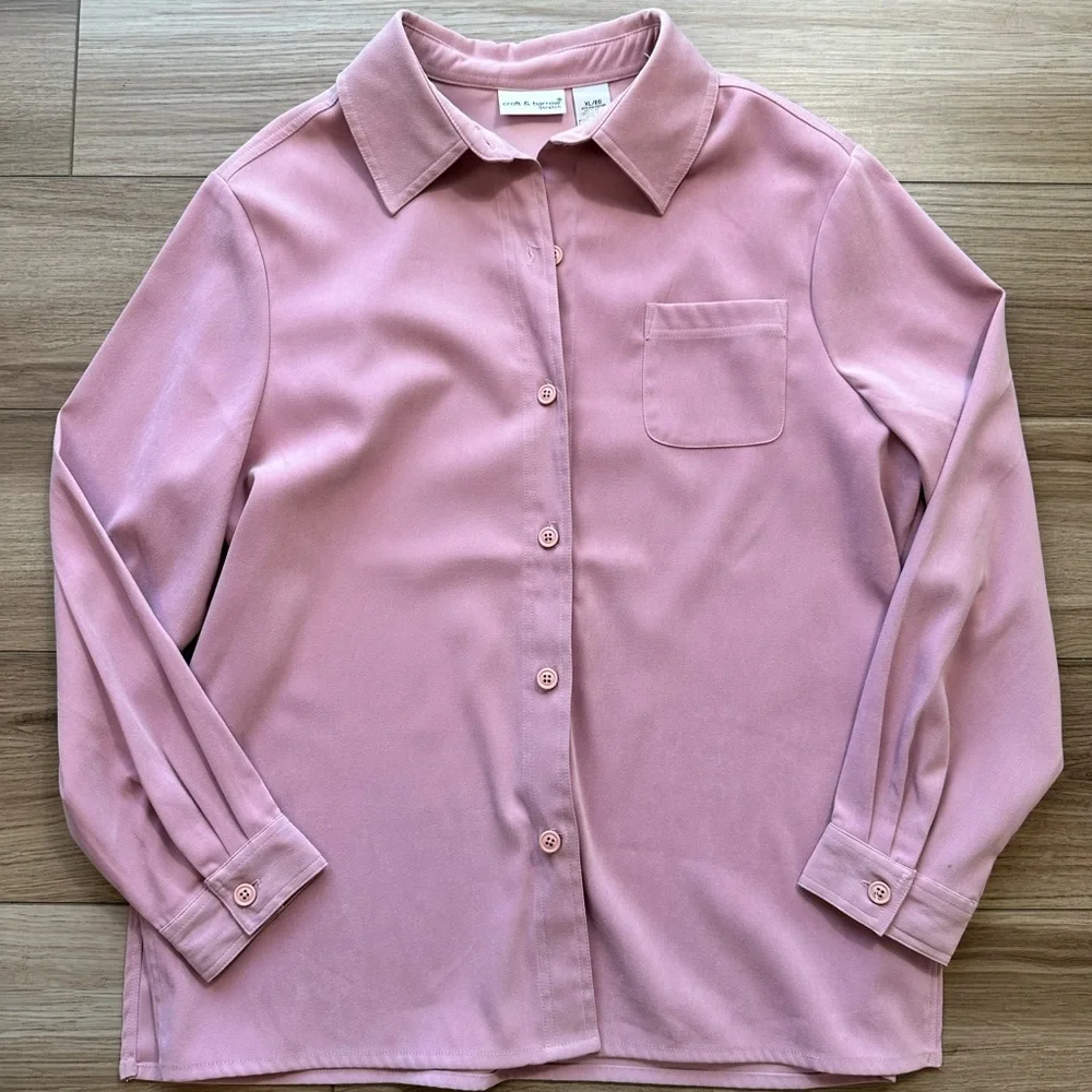 Vintage Croft & Barrow Mauve Pink Button Up Shacket Top - Picture 8 of 11